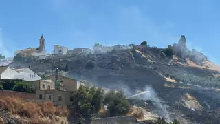 Alerta por un incendio de pastos en la carretera de la estación de Aguilar de la Frontera