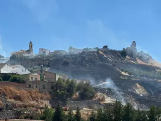 Incendio de pastos en la carretera de la estación de Aguilar de la Frontera