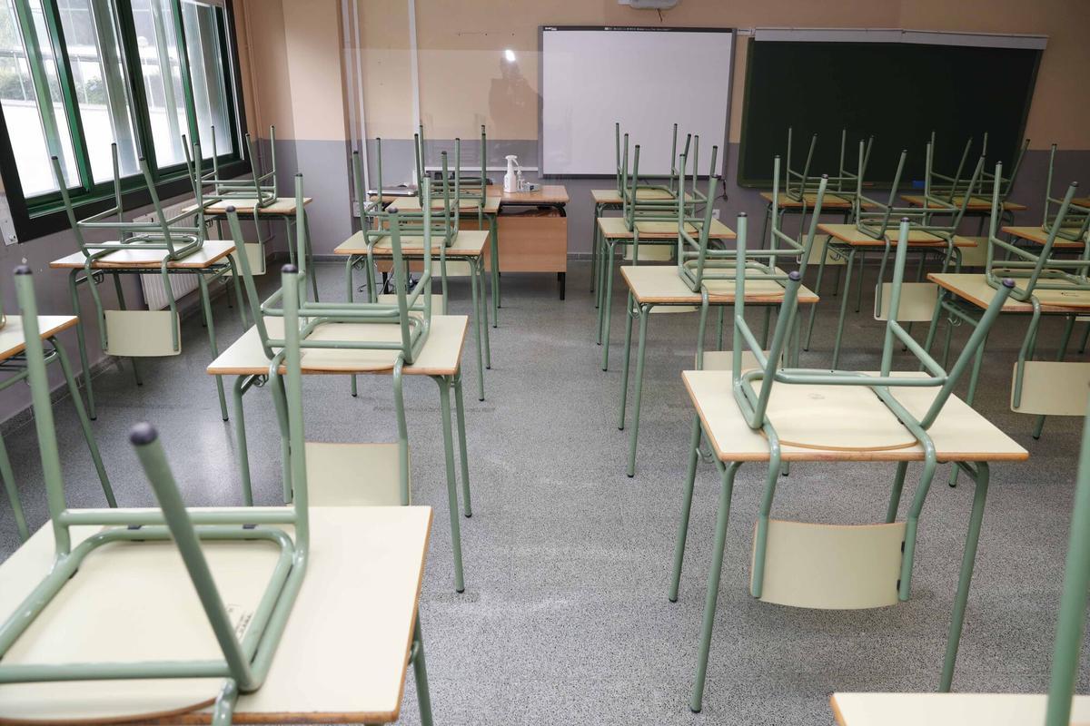 Aula vacía en un instituto de Vigo.