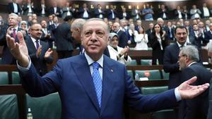 El presidente turco, Recepp Tayyip Erdogan, en el Parlamento. 