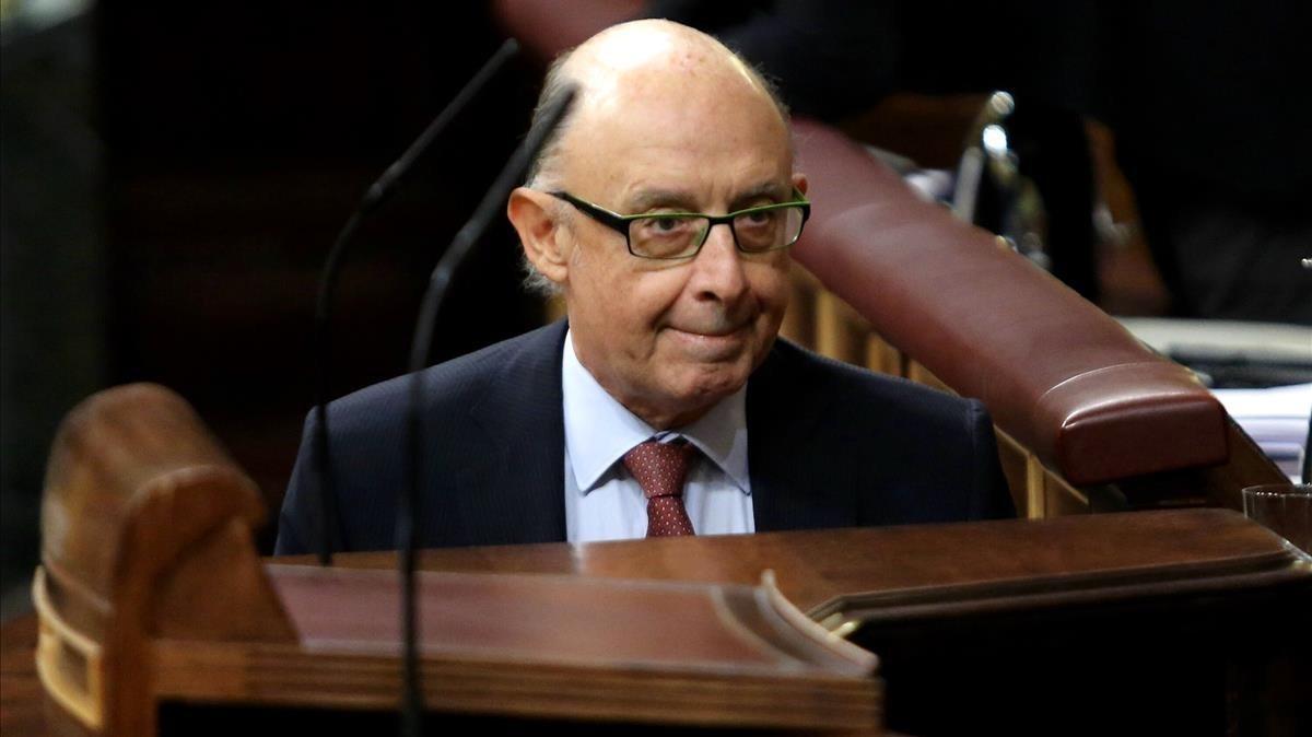 El ministro de Hacienda, Cristobal Montoro, esta mañana en el Congreso.