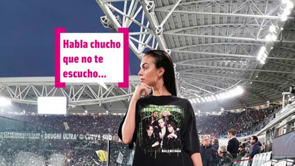 Georgina Rodriguez con botas XL y camiseta de Balenciaga