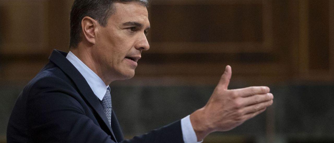 El presidente del Gobierno, Pedro Sánchez, durante su discurso del estado de la nación.