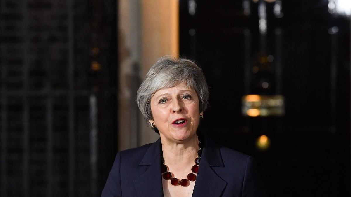 Theresa May en su comparecencia en Downing Street,