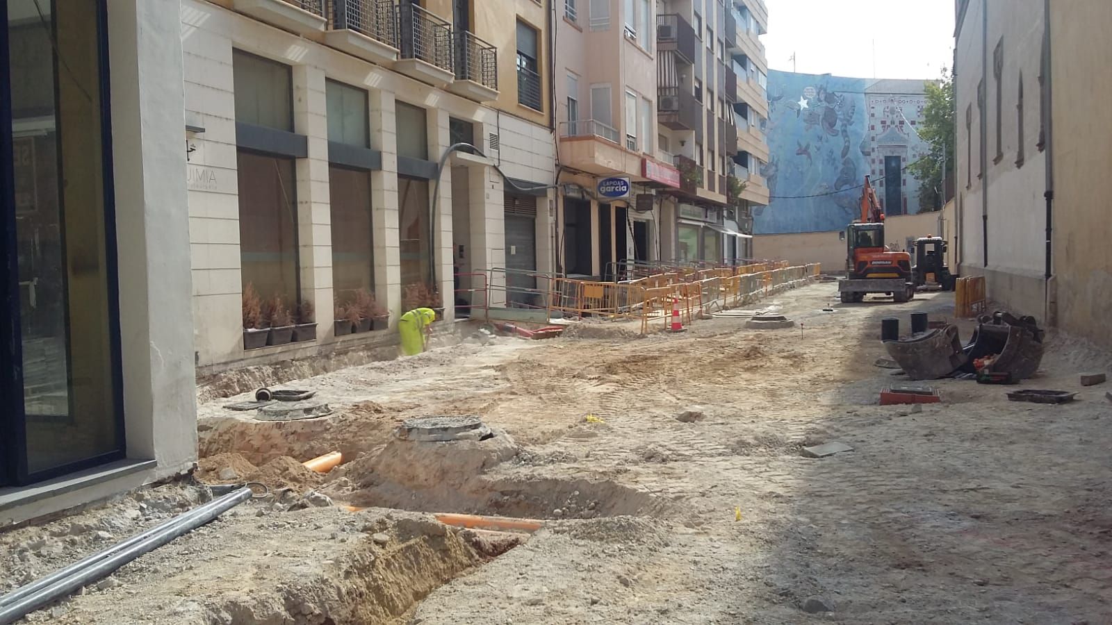 Así están las obras de las calles que rodean el Ayuntamiento de Gandia