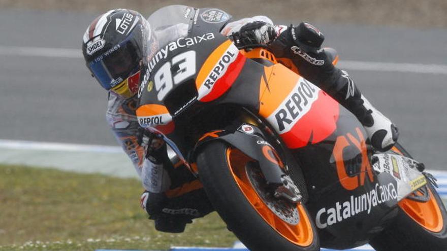 Marc Márquez durante los entrenamientos oficiales en Jerez.