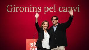 El líder del PSC, Salvador Illa, con la candidata a la alcaldía de Girona, Sílvia Paneque