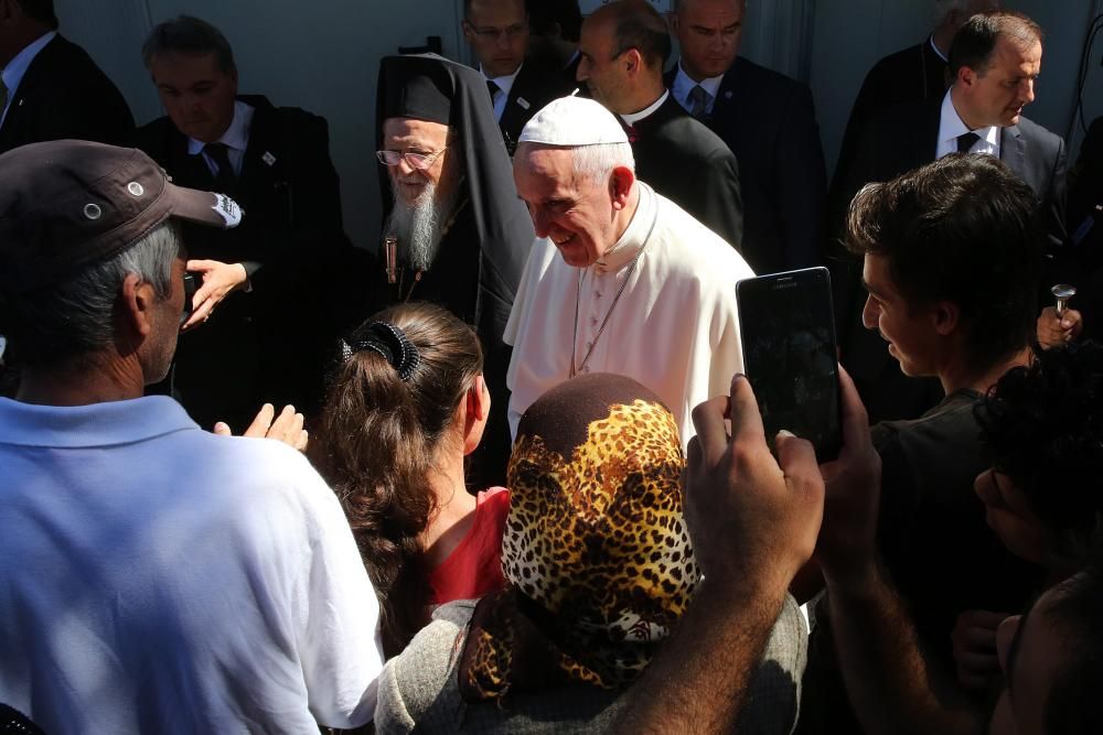 Visita del Papa a los refugiados en Lesbos.