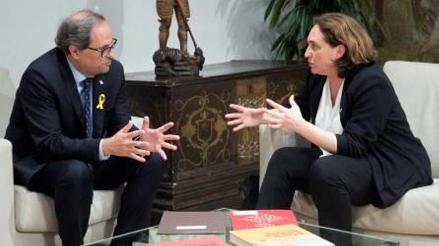 Quim Torra amb Ada Colau al Palau de la Generalitat.