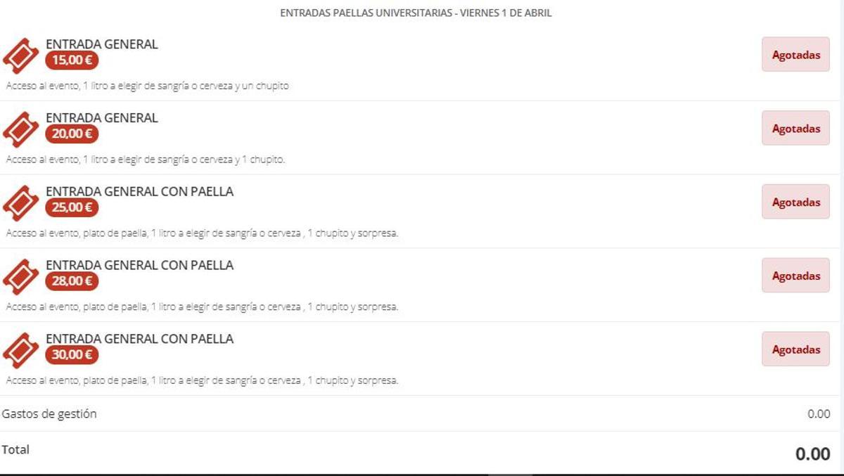 Entradas agtados en la ,página web "enterticket"