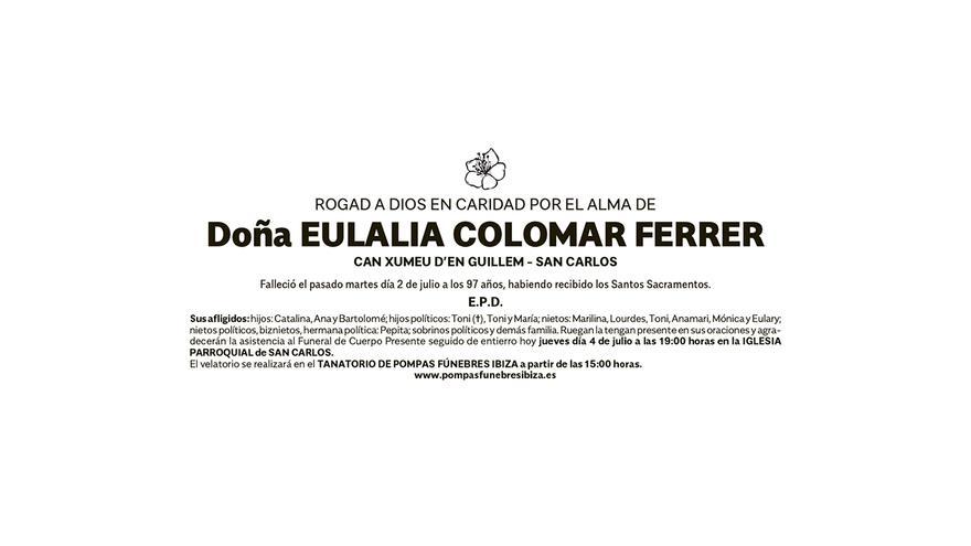 Esquela Eulalia Colomar Ferrer