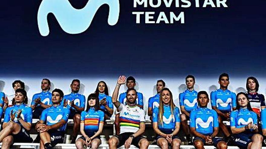 Valverde fue el gran portagonista en la presentación del Movistar.