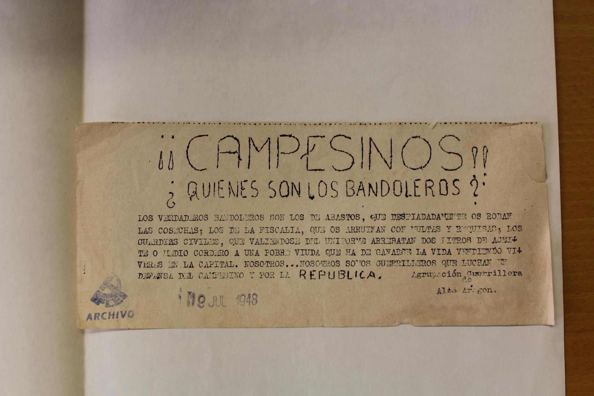 Un panfleto de la guerrilla rural.