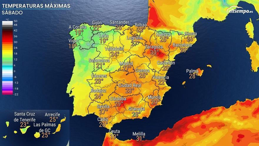La calima se extenderá mañana por España en un fin de semana con 30ºC y lluvias de barro, según eltiempo.Es.