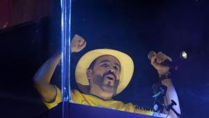 Abelardo de la Espriella, durante un mitin de la campaña electoral.