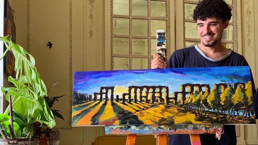 El pintor que hace ‘viral’ el Acueducto de los Milagros de Mérida