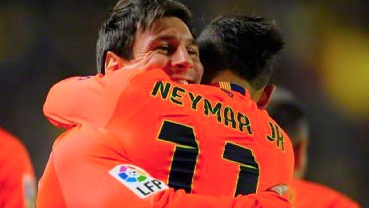 Messi y Neymar celebrando el gol