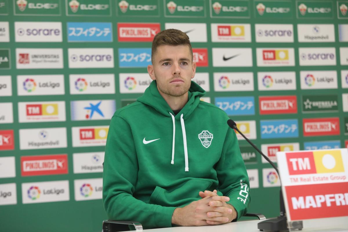 Gerard Gumbau, en la sala de prensa del estadio Martínez Valero