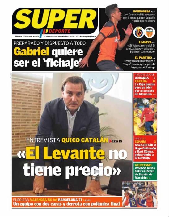 Portada SUPERDEPORTE miércoles 14 octubre 2020