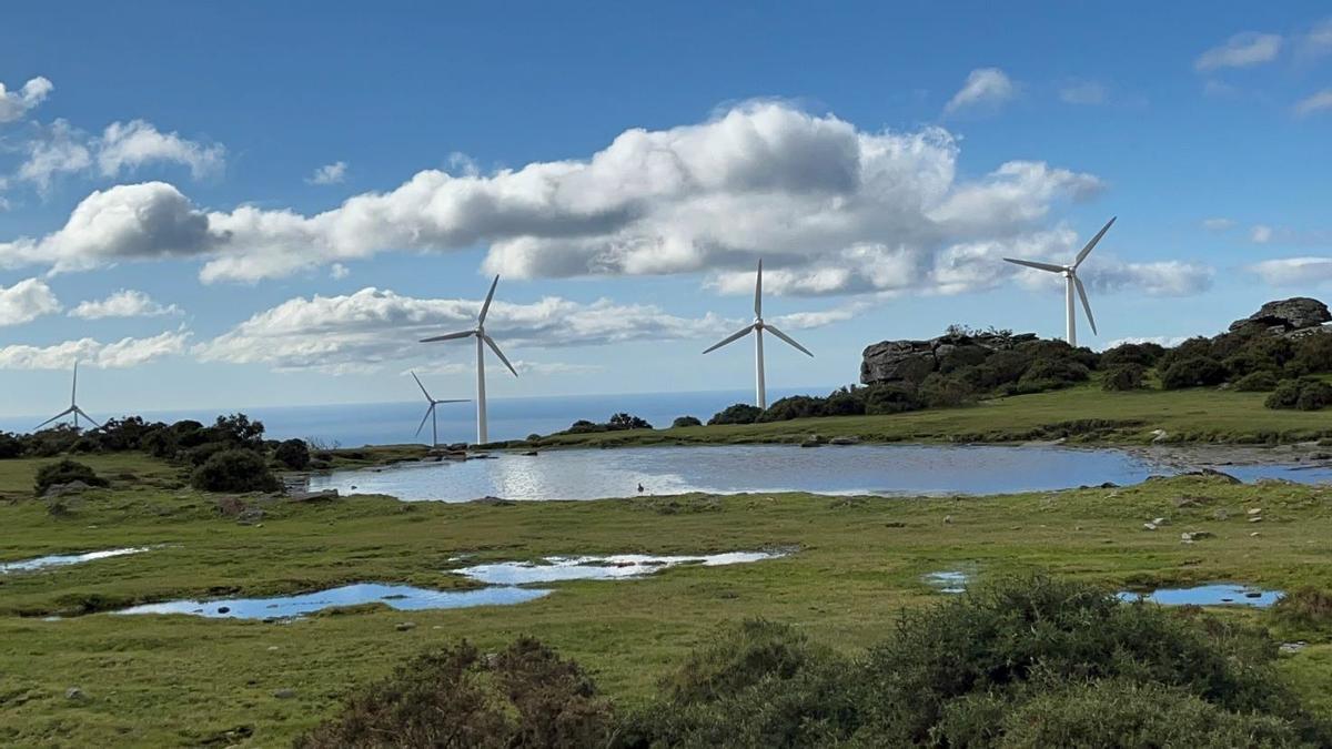 Aerogeneradores de uno de los parques eólicos de Endesa en Barbanza.