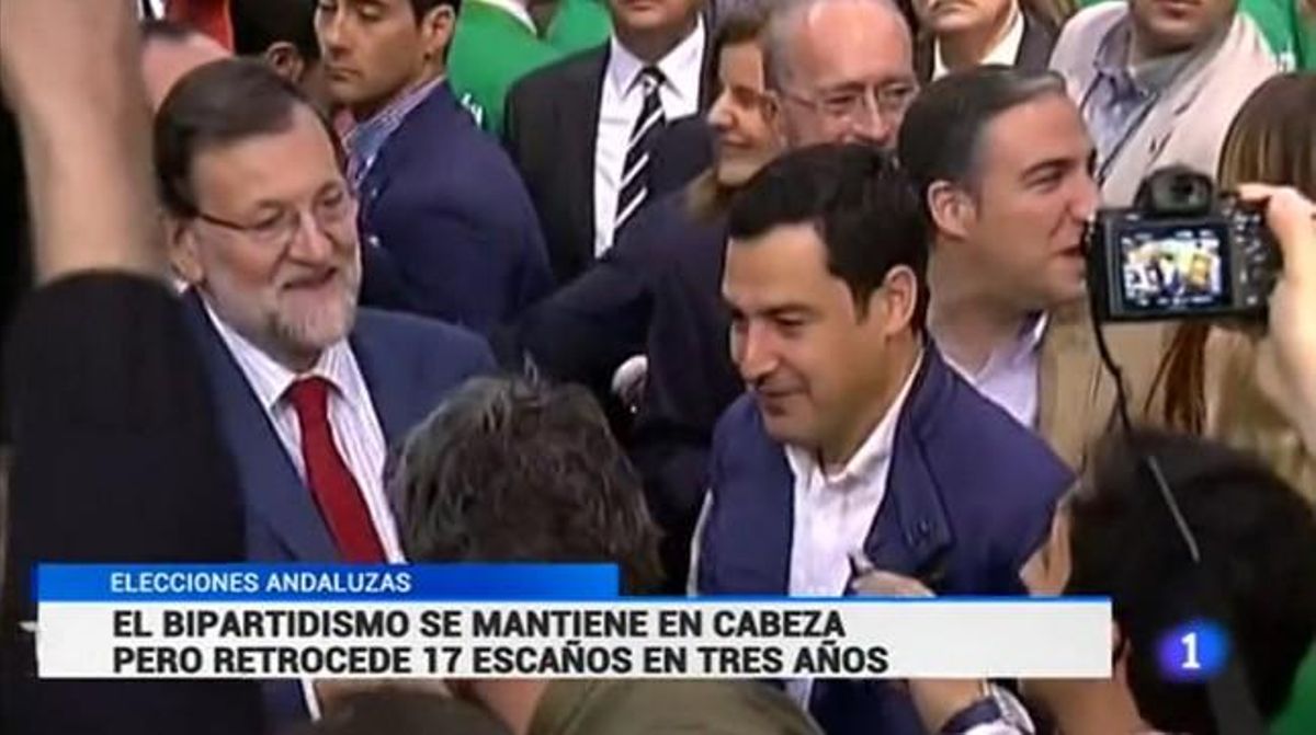 El titular de l’informatiu de TVE sobre el bipartidisme que ha indignat les xarxes. El titular de l’informatiu de TVE sobre el bipartidisme que ha indignat les xarxes.