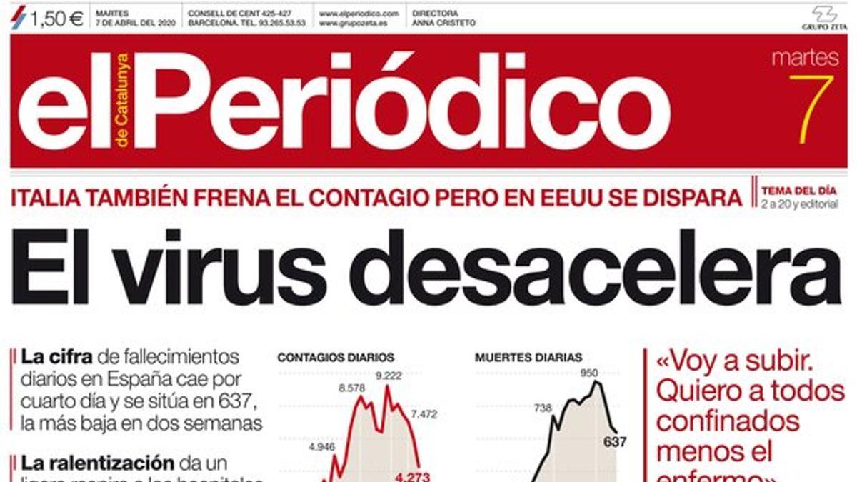 La portada de EL PERIÓDICO del 7 de abril del 2020.