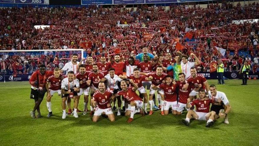 Imagen del cuadro murciano celebrando el pase a la ronda final tras eliminar al Rayo Cantabria (1-0).