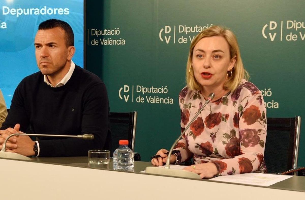 La vicepresidenta primera de la Diputación de Valencia, Natàlia Enguix, junto al presidente Vicent Mompó.