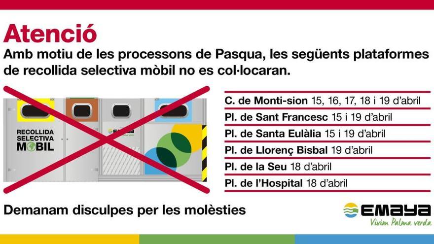 Anuncio de Emaya sobre anulaciÃ³n de la recogida de basura.