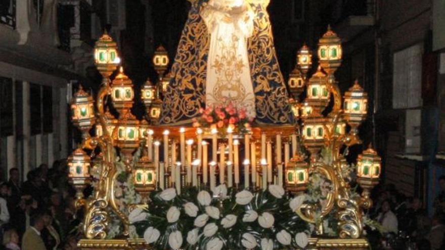 La Virgen de la Esperanza en un momento de  la procesión del Jueves Santo.