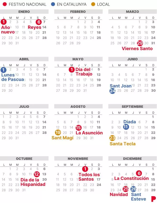 Calendario laboral de Tarragona del 2024 (con todos los festivos)