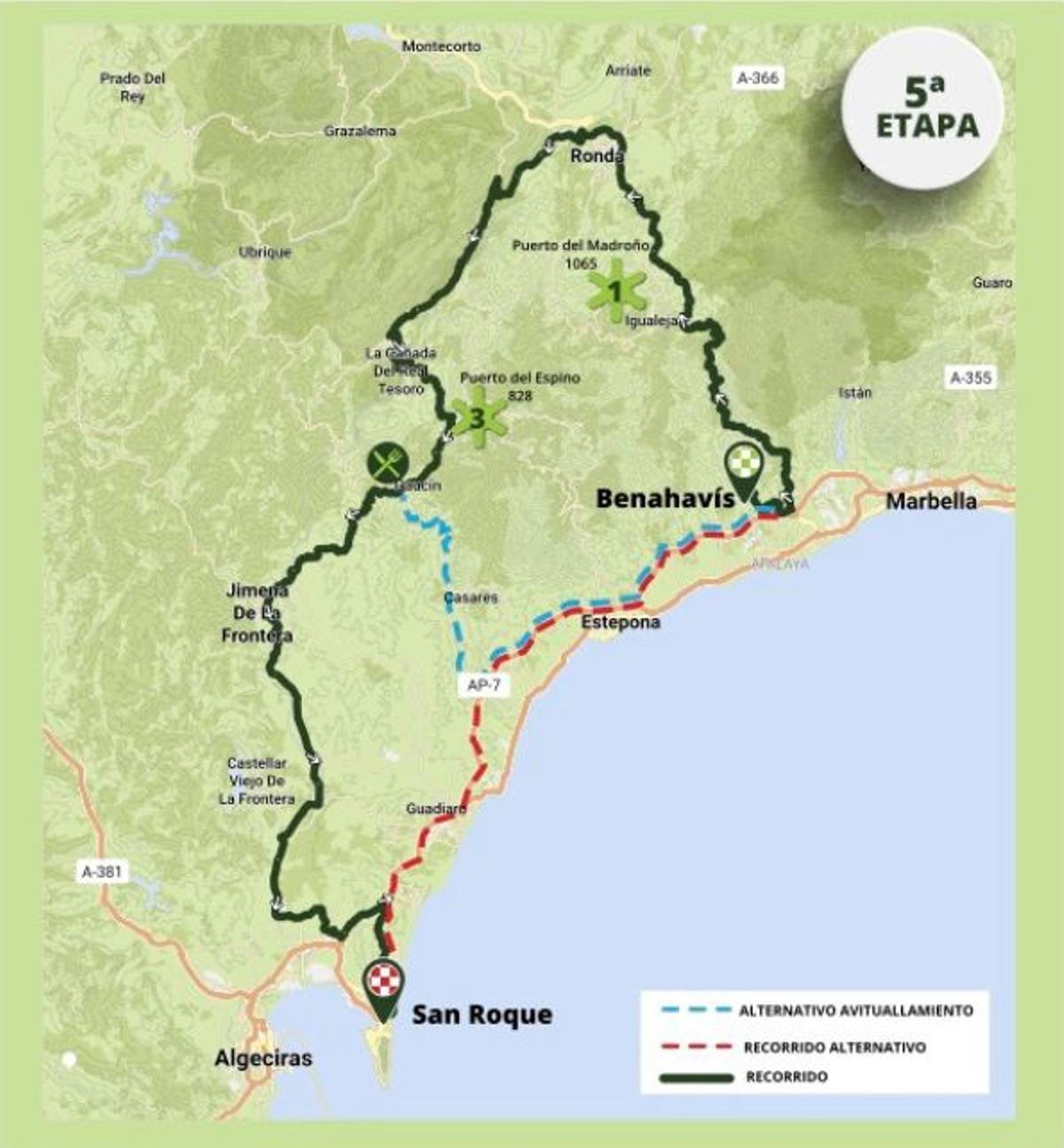 Mapas de la quinta etapa de la Ruta del Sol.