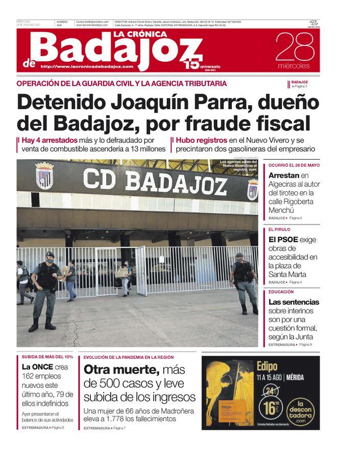 Consulta la portada correspondiente al día 28 de julio del 2021