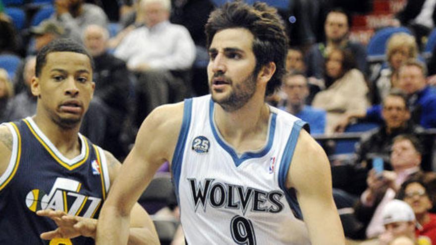 Ricky Rubio y Trey Burke durante el encuentro