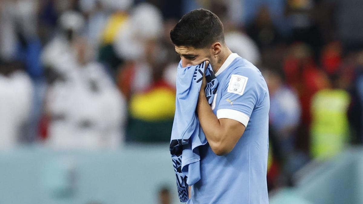 Luis Suárez, entre lágrimas tras la eliminación de Uruguay