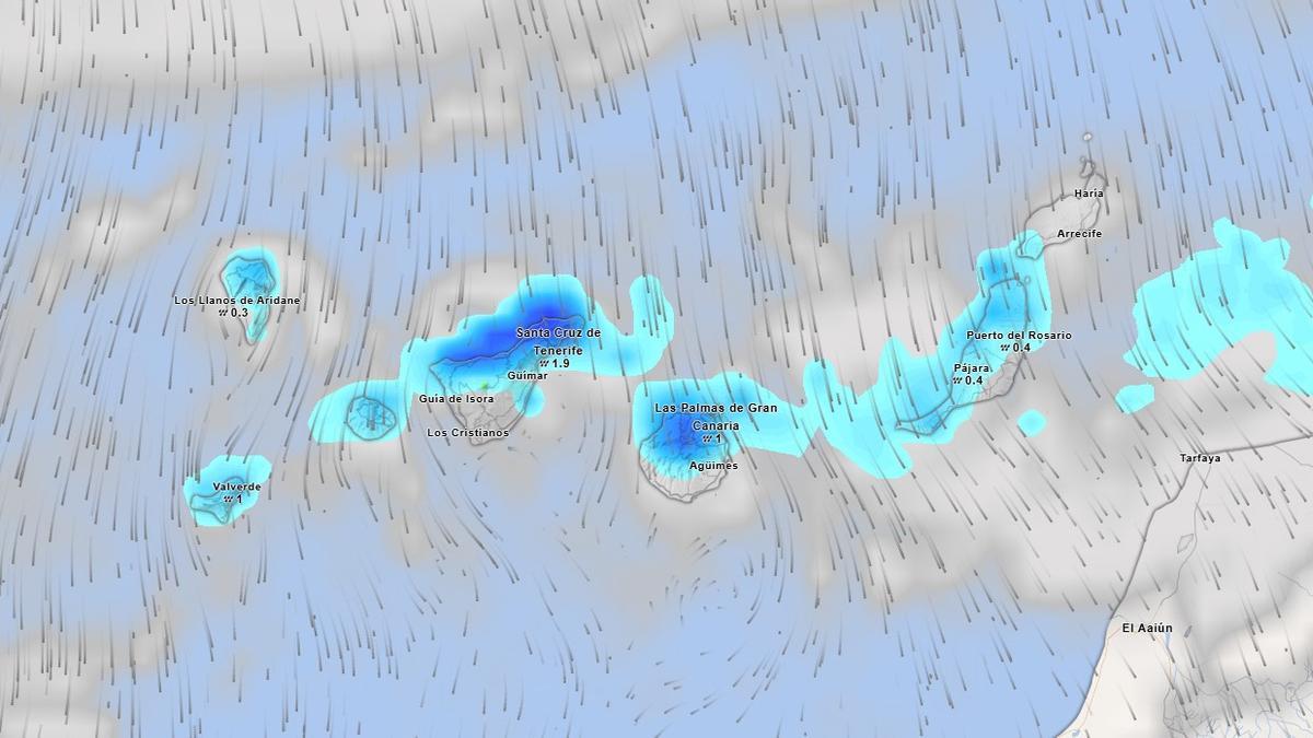 Mapa meteorológico de lluvias durante el viernes