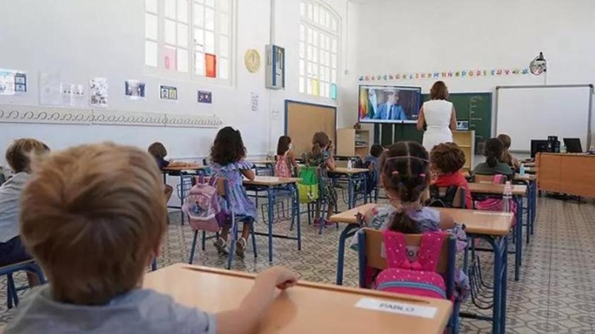 Escolares en un colegio.