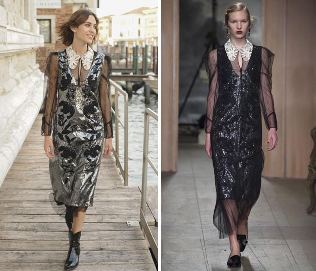 Alexa Chung con vestido de Erdem Otoño-Invierno 2016-2017