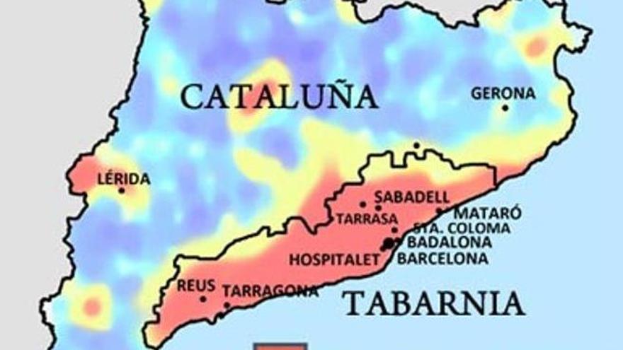 Mapa de Cataluña y Tabarnia.