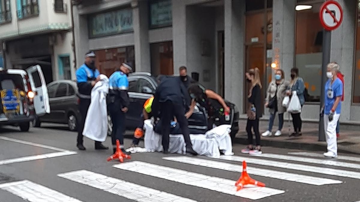 Atropello en calle Ramón y Cajal de Mieres