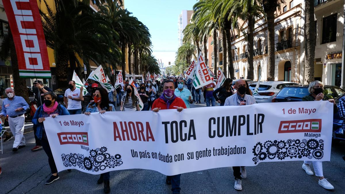 Manifestación del Primero de Mayo en Málaga capital