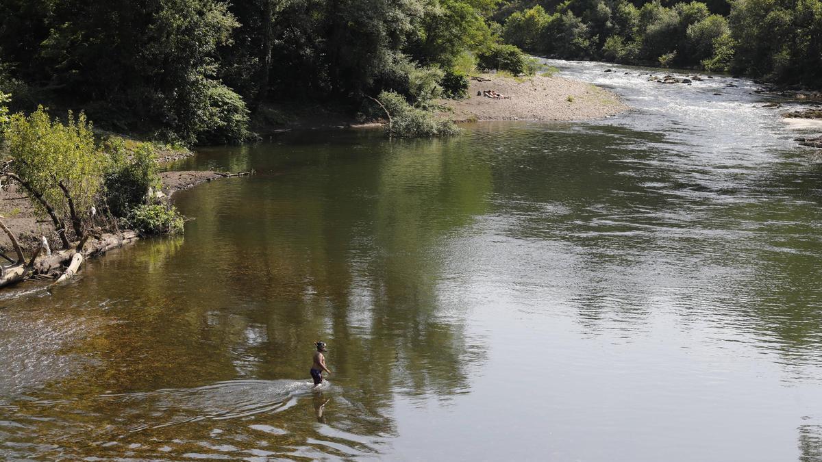 El río Nalón a su paso por Las Caldas.