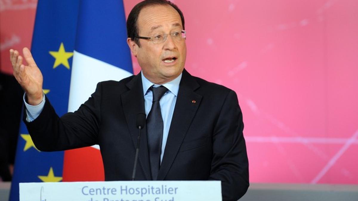 El presidente francés, François Hollande, durante un discurso en Lorient, el lunes.