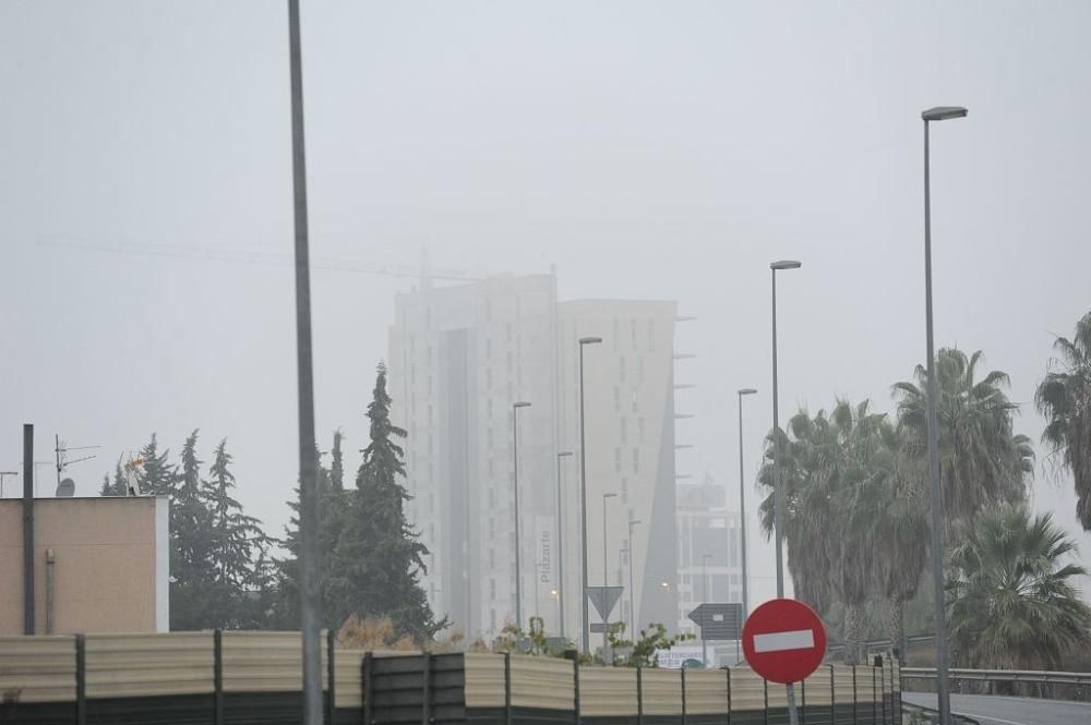 La niebla no deja ver el domingo por la mañana en Murcia