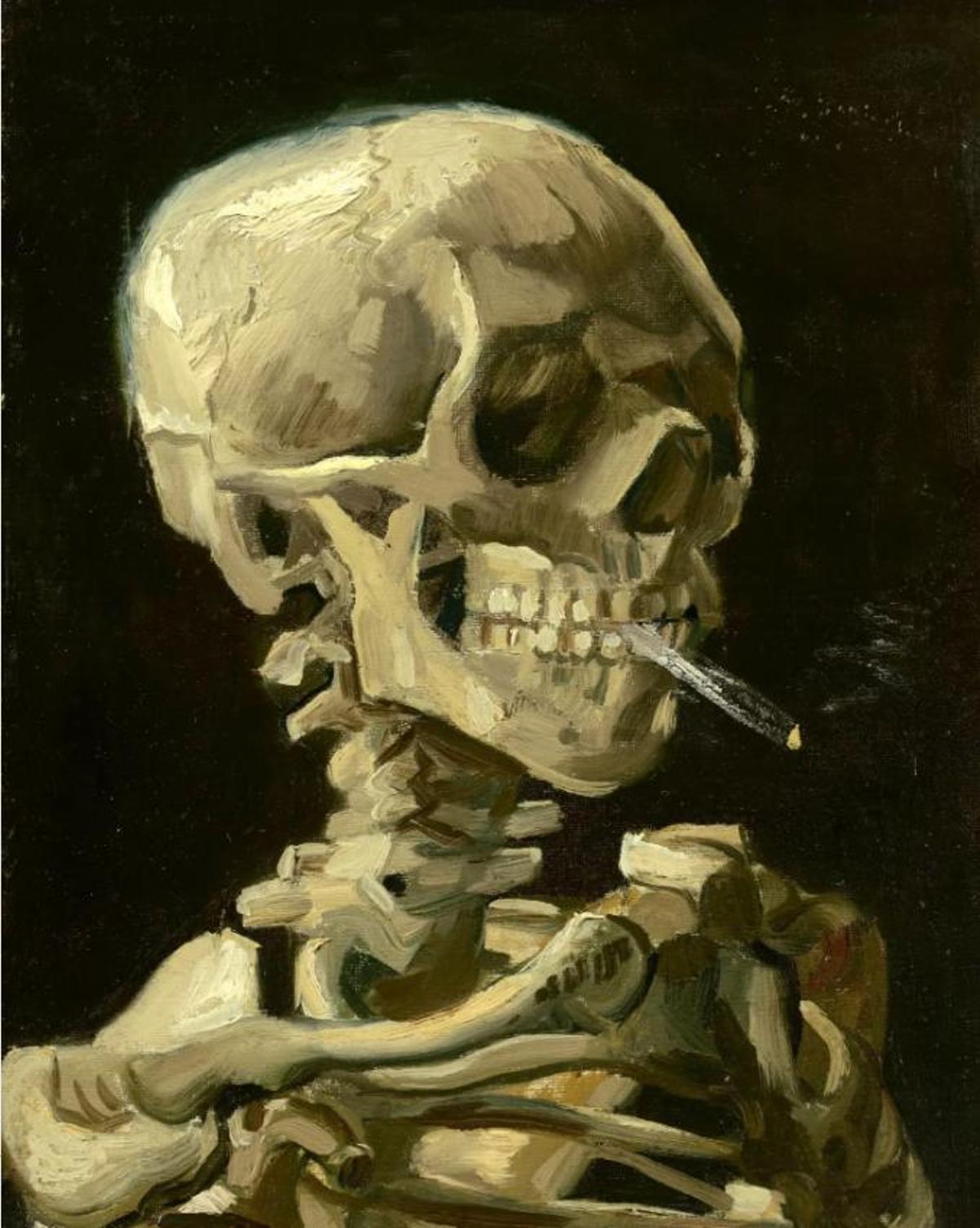 Cabeza de esqueleto con cigarro,  Vincent Van Gogh