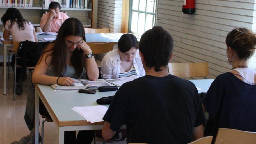 Alumnes estudiant per preparat els exàmens de selectivitat.