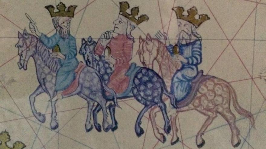 Fragmento del ´Atles Català´ de los Cresques con los Magos.
