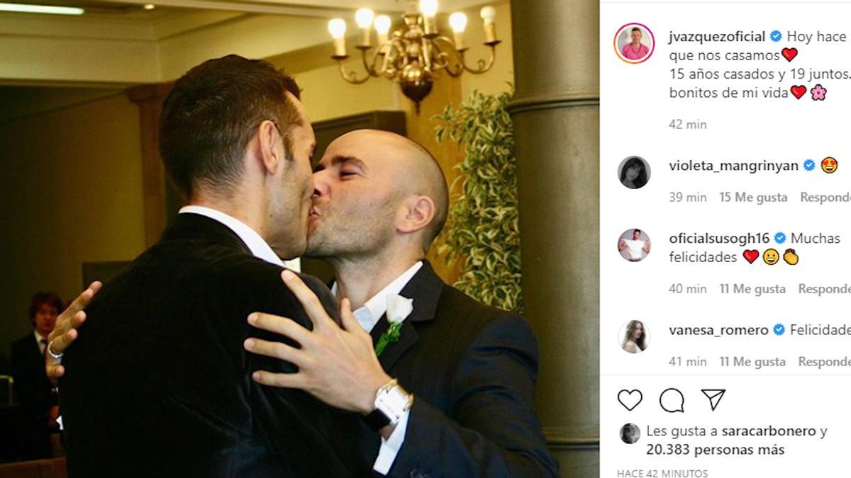 Jesús Vázquez celebra sus 15 años de matrimonio con Roberto Cortés