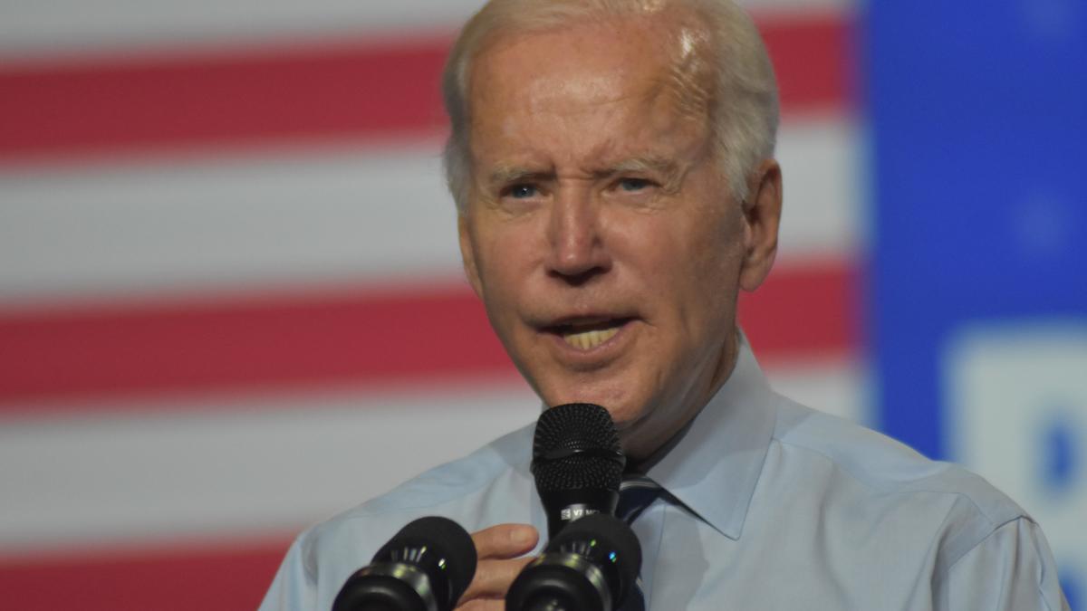 El presidente de EEUU, Joe Biden, durante un mitin en Rockville.