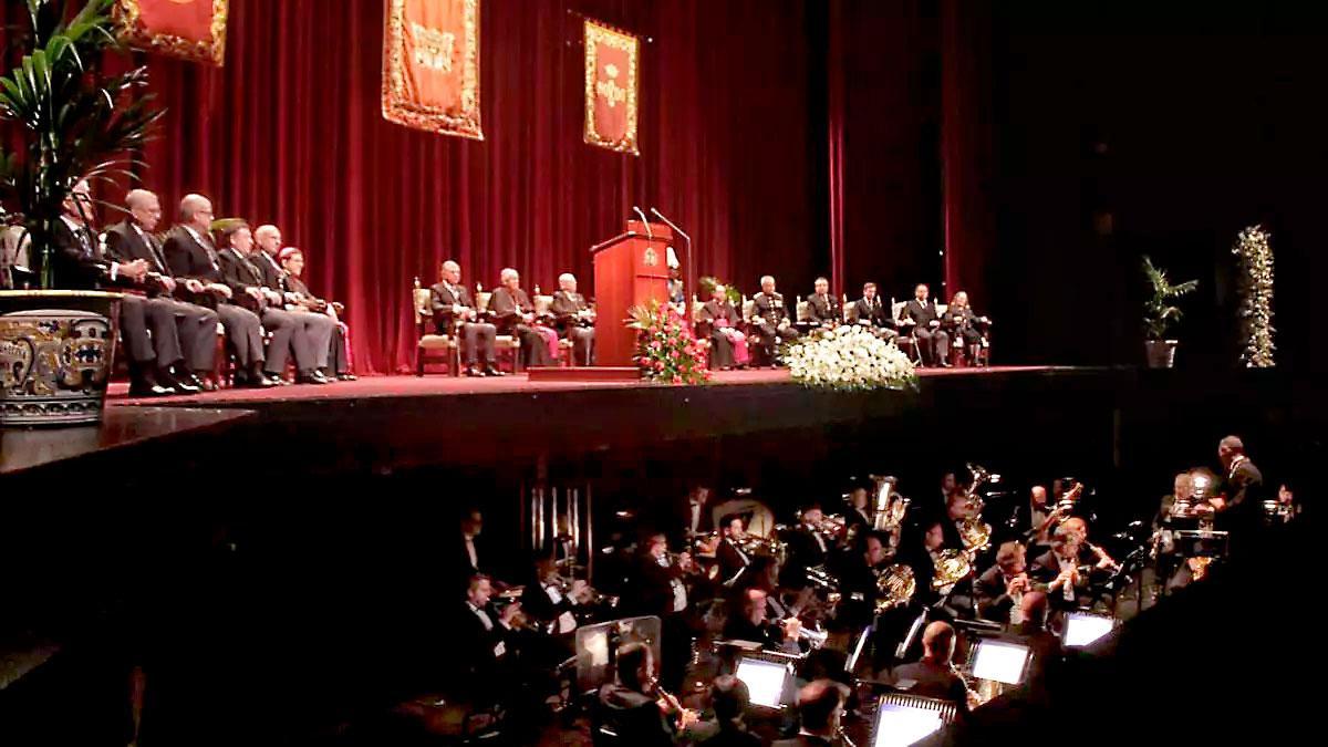 Imagen de archivo del Pregón de la Semana Santa de Sevilla, con el protagonismo de la Banda Sinfónica Municipal de Sevilla.